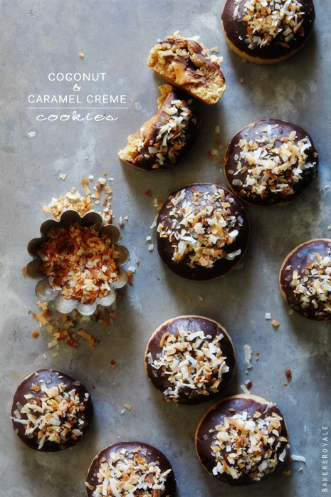 Coconut & Caramel Creme Cookies via Bakers Royale Coconut Caramel Creme Cookies via Bakers Royale Coconut and Caramel Creme Cookies