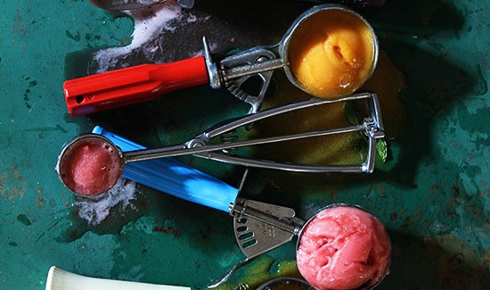 Cantaloupe and Watermelon Berry Sorbet via Bakers-Royale