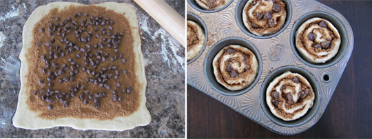 Chocolate Chip Cinnamon Roll Assemby