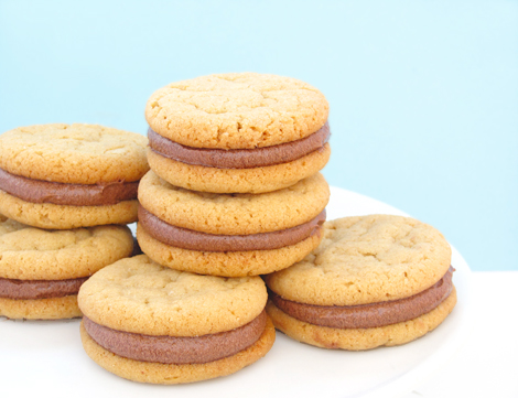 Peanut Butter Sandwich Cookies with Milk Chocolate Filling