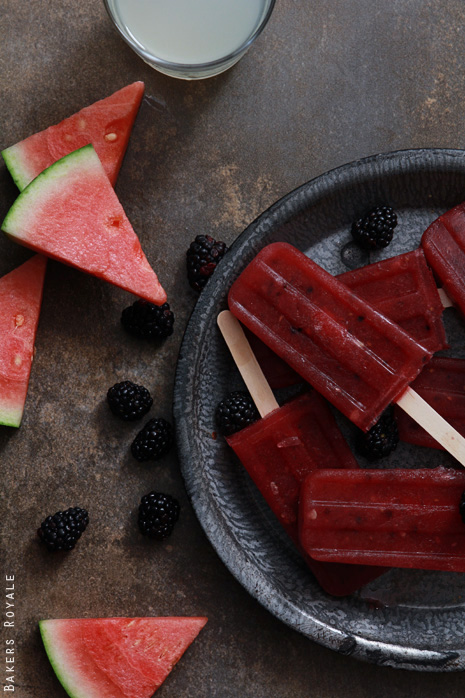 Watermelon-Blackberry Margarita Popsicles
