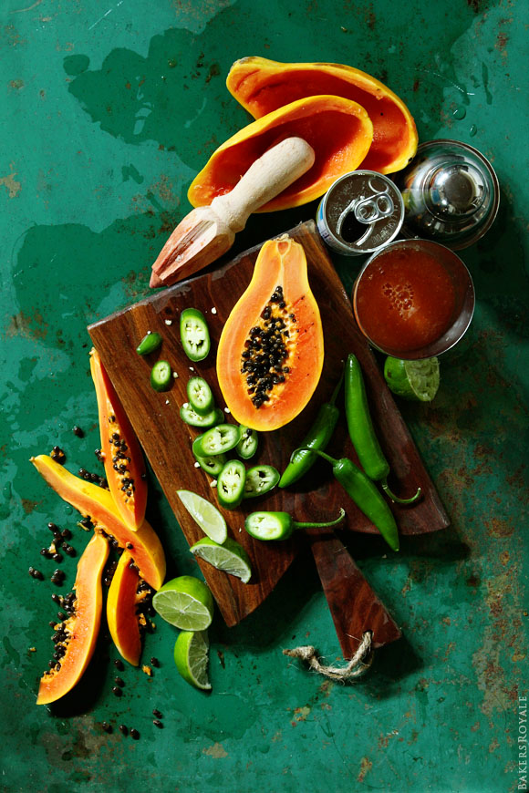Papaya and Serrano Sling Raw Ingredients via Bakers-Royale