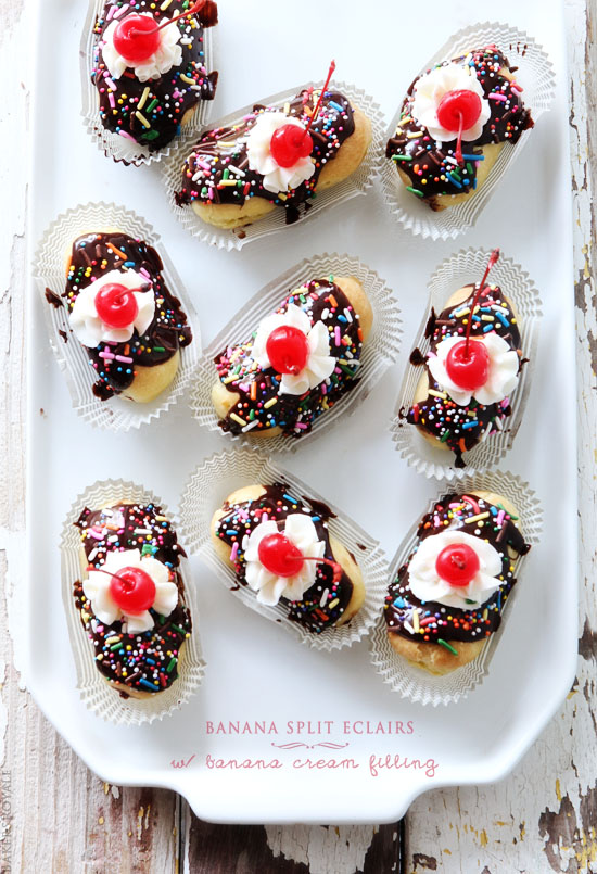 Banana Split Eclairs from Bakers Royale