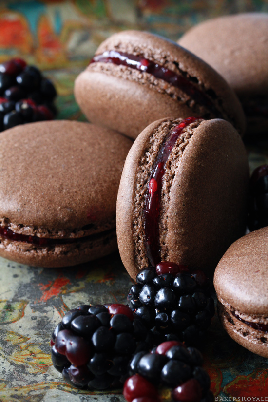 Chocolate Blackberry Macarons from Bakers Royale
