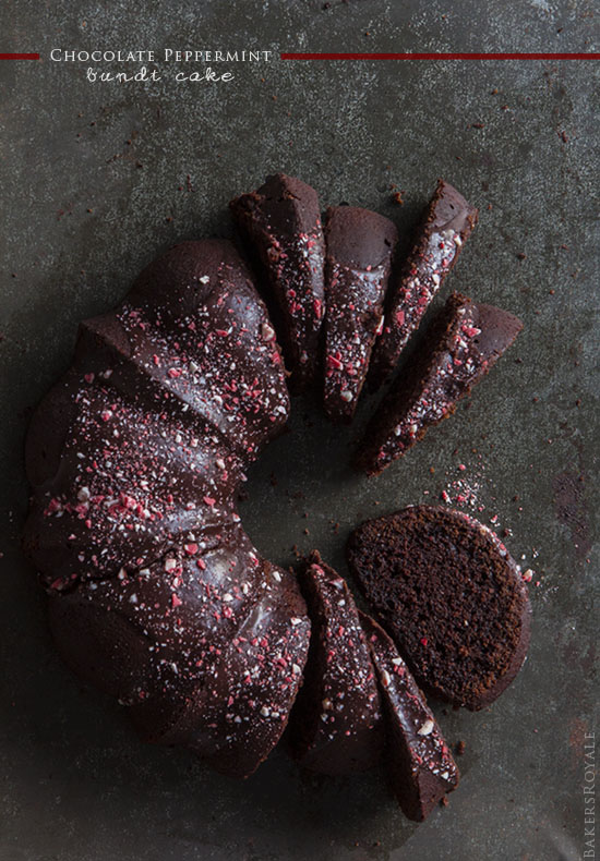 Chocolate Peppermint Bundt Cake via Bakers Royale