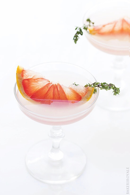 Blushing Kiss Martini {Gin + St-Germain and Grapefruit} via Bakers Royale