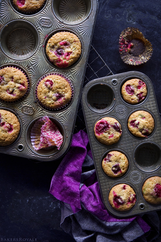 A one bowl muffin: Cranberry Zuchinni Muffins from Bakers Royale