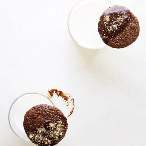 Brownie Cookies Dipped in Chocolate Pretzels