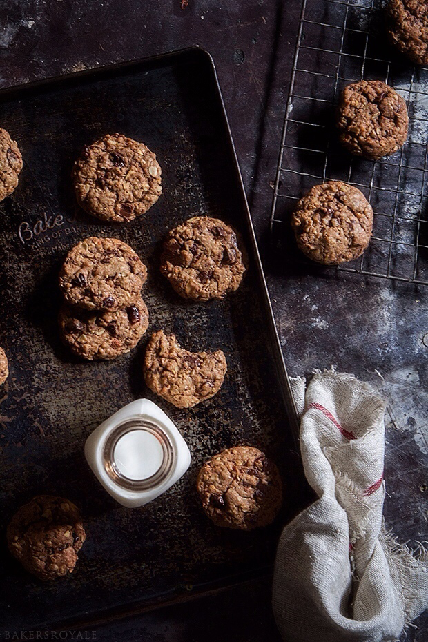 Sour Cherry and Chocolate Chip Oatmeal Cookies via Bakers Royale