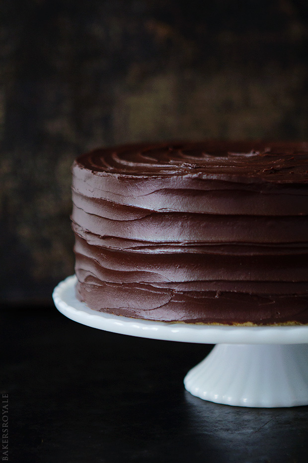 Browned Butter-Banana Cake with Salted Dark Chocolate Ganache from Bakers Royale