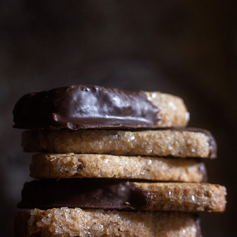 Chocolate-Dipped Hazelnut Shortbread Dunkers