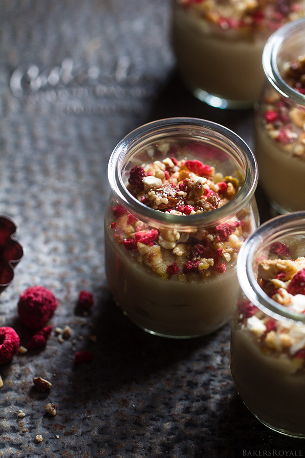 Dairy Free Cashew Pudding with Raspberry Granola | Bakers Royale