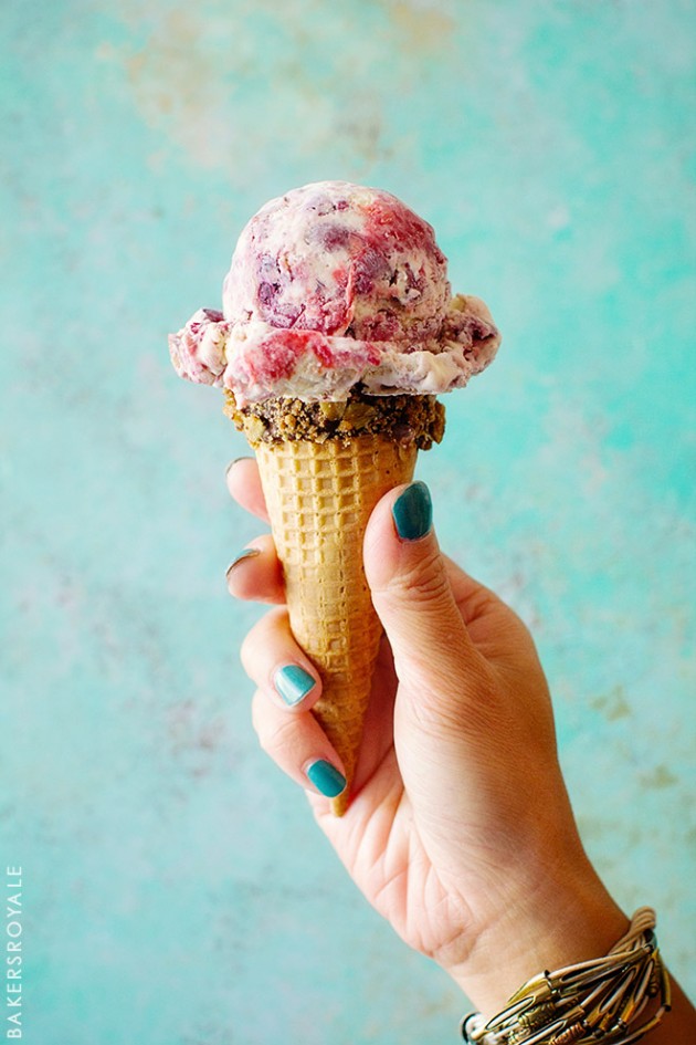 Mixed Berry Port Crumble Ice Cream via Bakers Royale