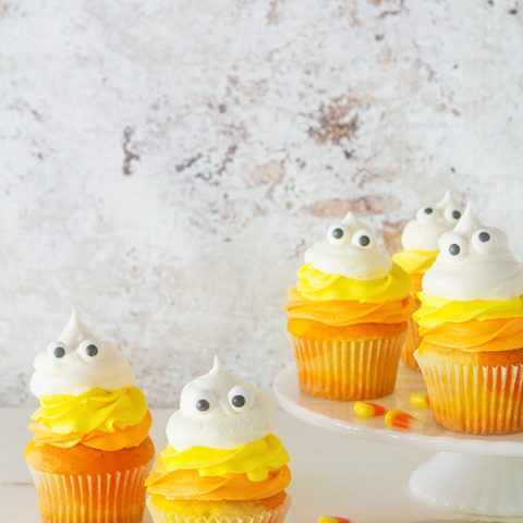 Candy Corn Ghost Cupcakes
