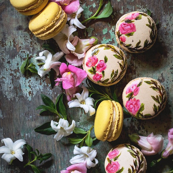 Hand Painted Earl Grey Macarons Bakers Royale1 600x600