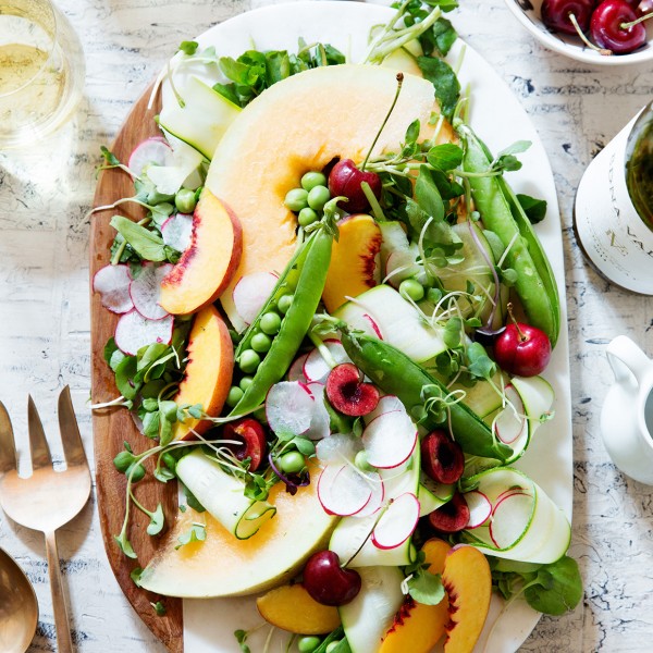 Shaved Zucchini and Summer Fruit Salad Bakers Royale 600x600