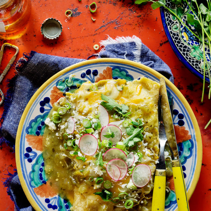 Chicken Enchiladas with Roasted Tomatillos