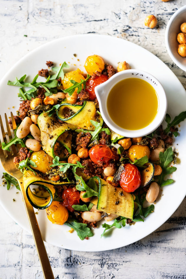 Warm Bean and Chorizo Summer Salad ~ This easy to-make recipe works well as a salad or a stand-alone meal. 
