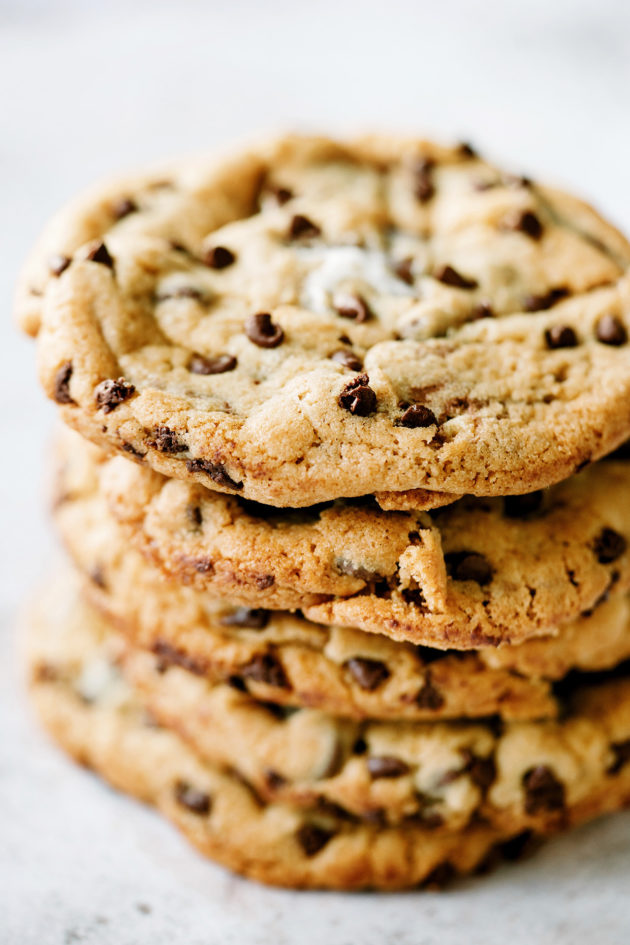 S'mores Chocolate Chip Cookies - A classic chocolate chip cookie stuffed with a whole Reese's Peanut Butter Cup and mini marshmallows.